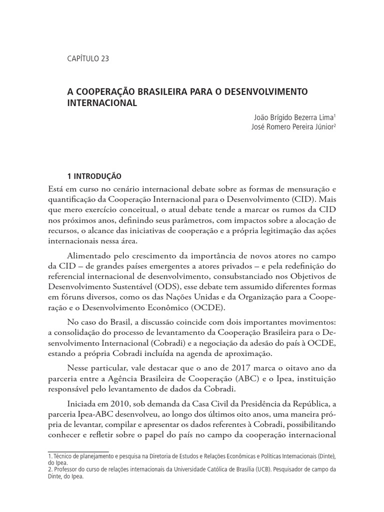 Cooperação Brasileira para Desenvolvimento Internacional | PDF | Brasil ...
