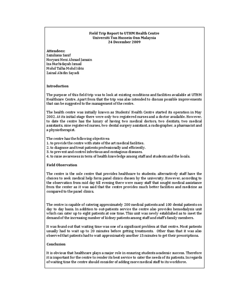 field-trip-report-patient-health-care