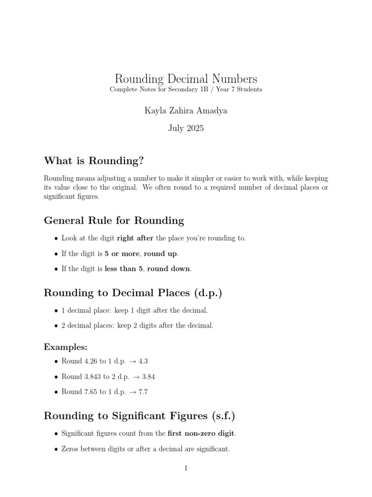 Rounding Rules for Decimals and Figures | PDF
