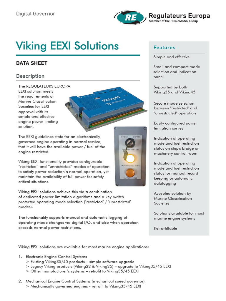 Viking EEXI Digital Governor Overview | PDF