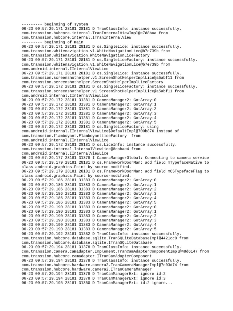 Transsion Camera and System Logs | PDF | Computer Programming | Computing