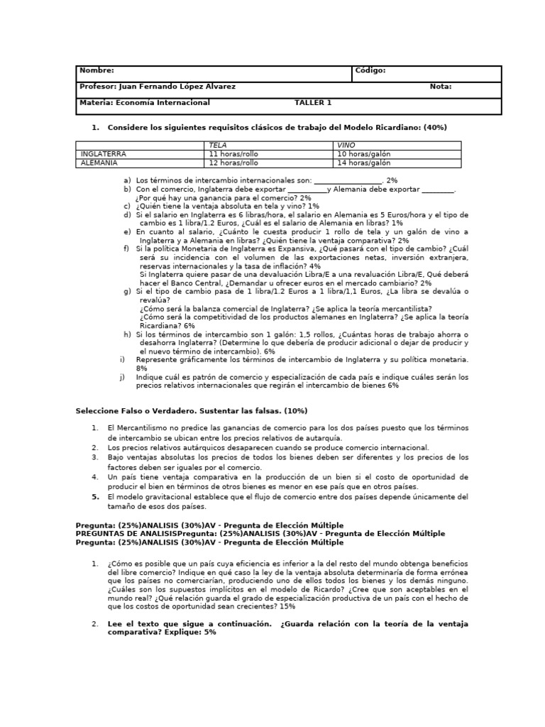 01-Taller 3 | PDF | Tipo de cambio | Libra esterlina