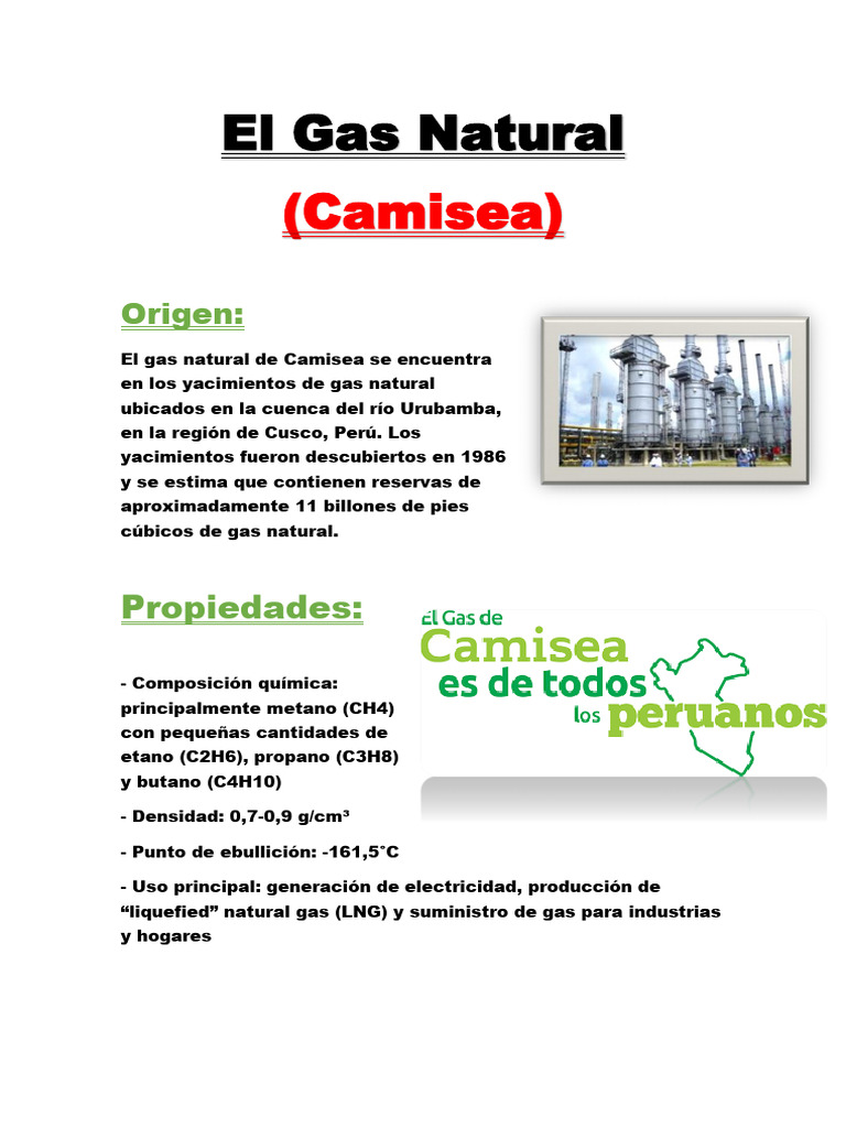 Gas Natural de Camisea: Impacto y Propiedades | PDF