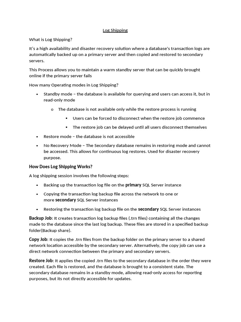 Log Shipping | PDF | Databases | Computer File