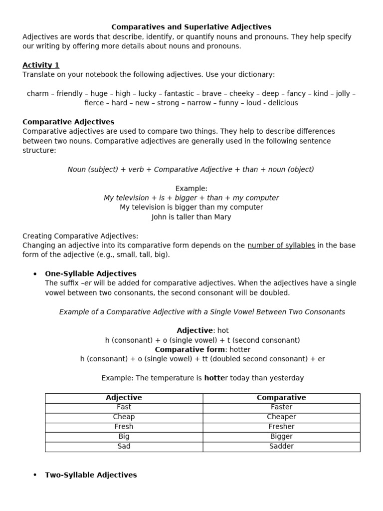 Comparative Adjectives Explained | PDF | Adjective | Semantic Units