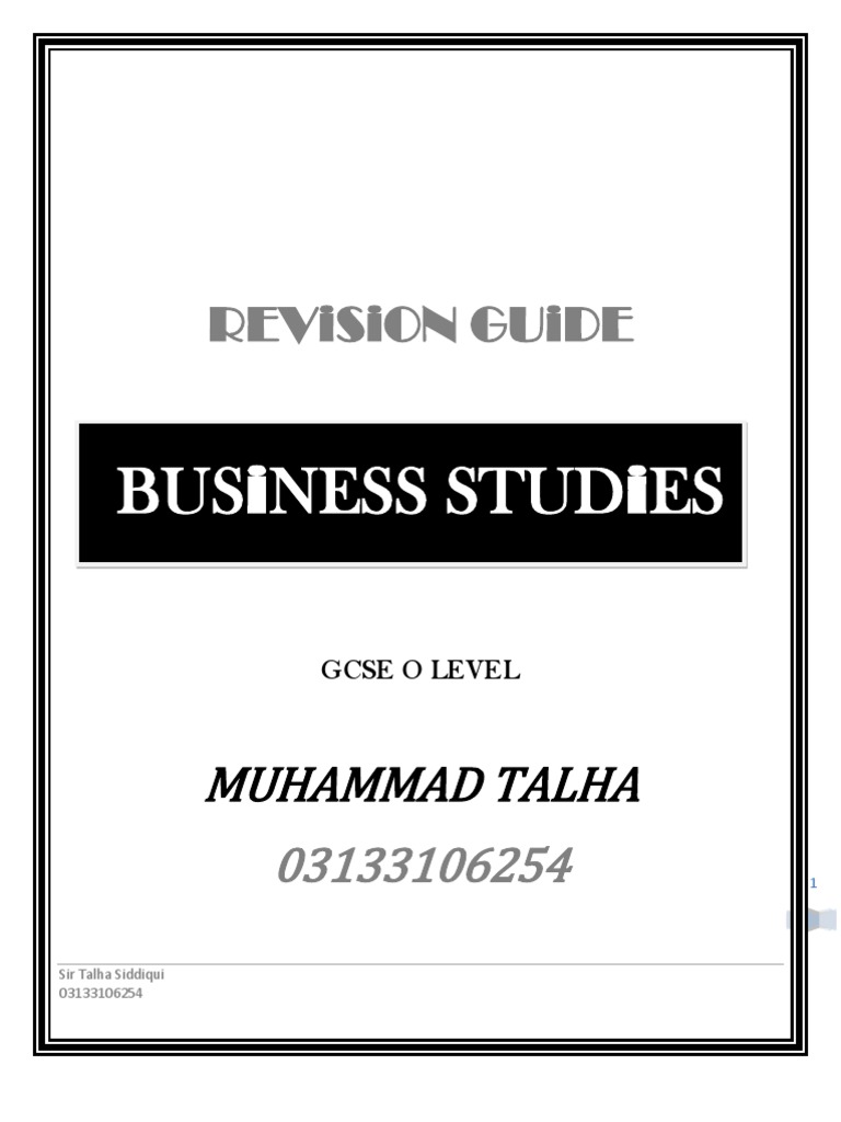 Business Studies Revision Guide by Talha | PDF | Franchising | Taxes