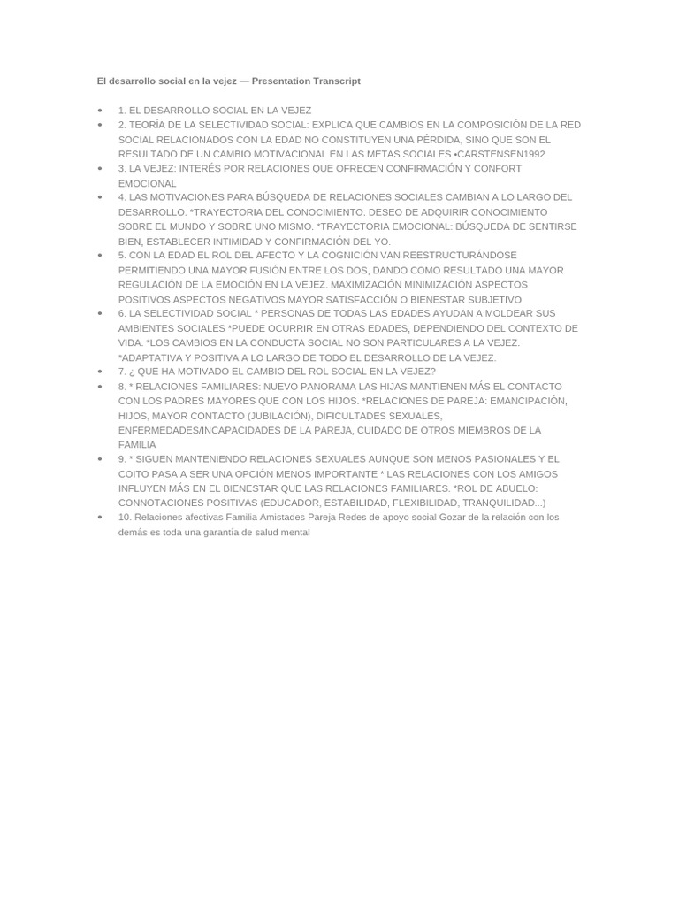 Desarrollo Social en la Vejez: Relaciones y Cambios | PDF | Vejez | Adultos
