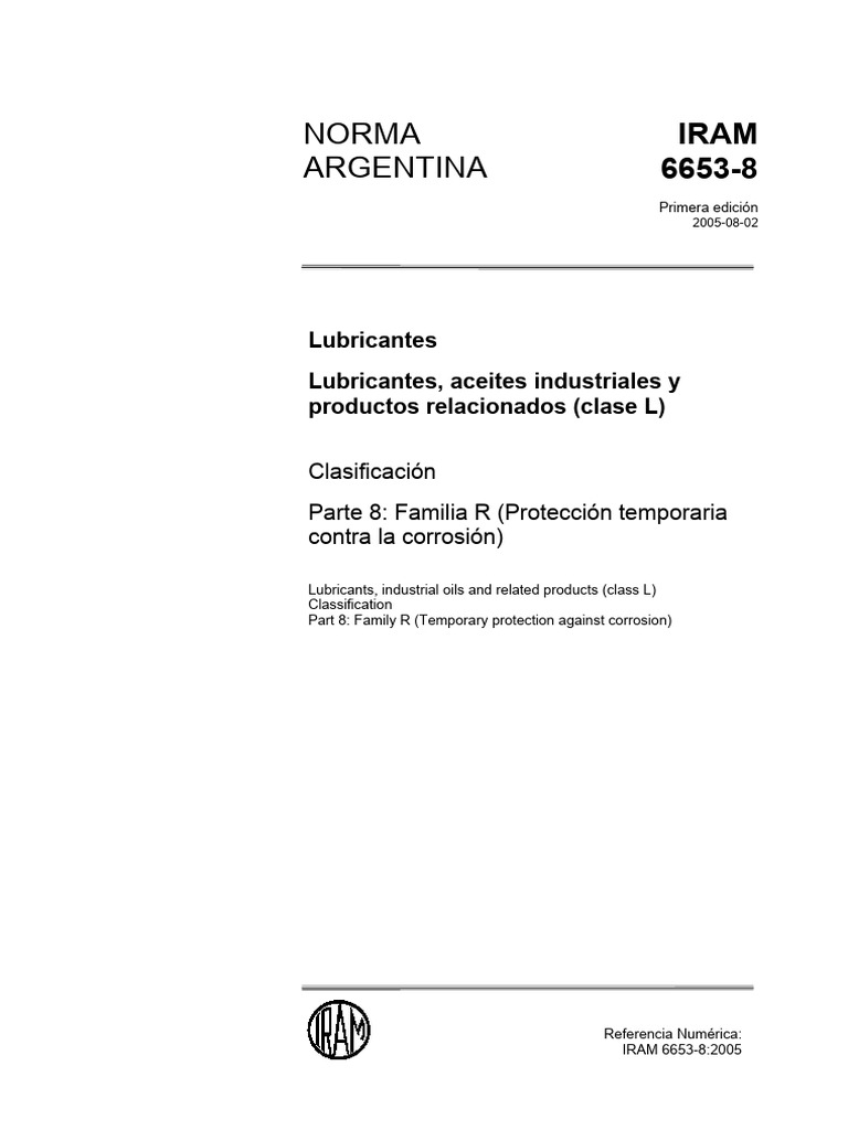 Iram 6653-8 | PDF | Rodamiento (Mecánico) | Sustancias químicas