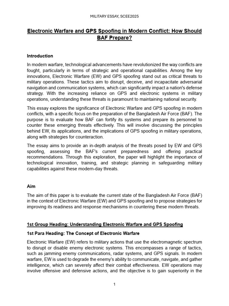 BAF Strategies Against EW and GPS Spoofing | PDF | Electronic Warfare ...