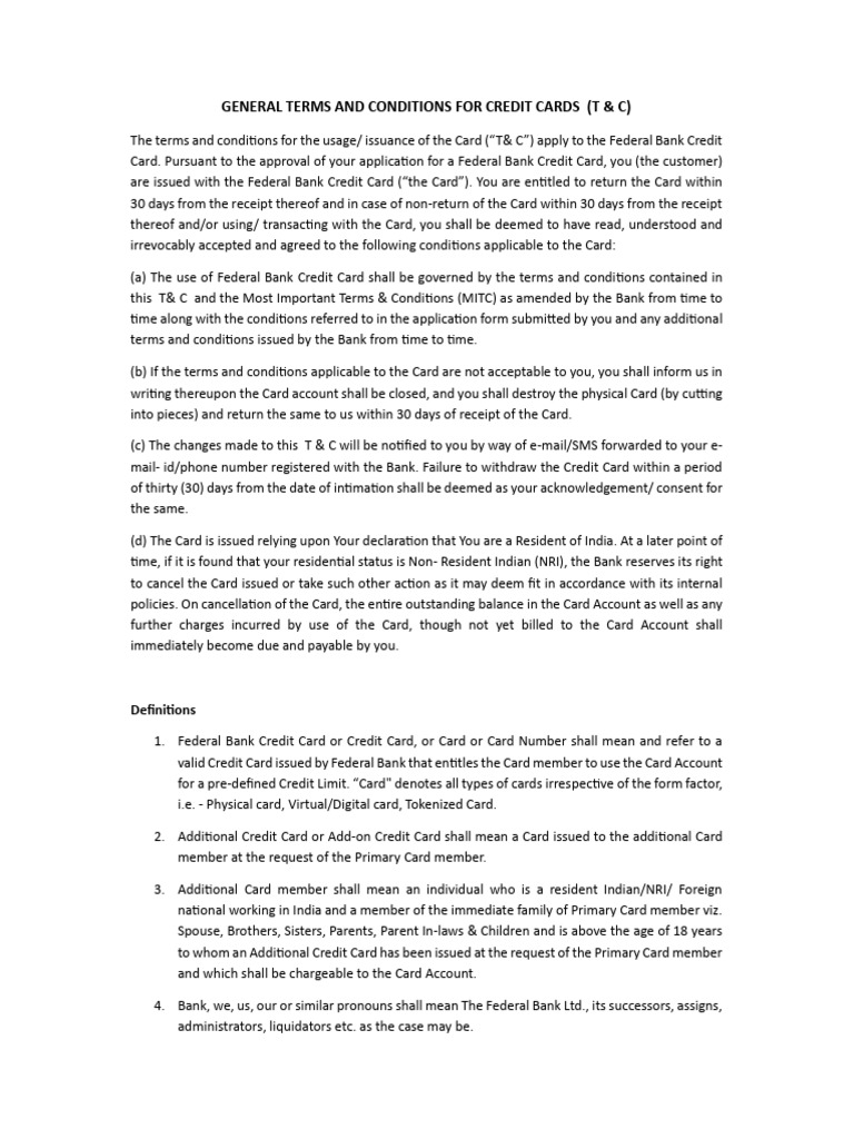 General Terms and Conditions | PDF | Credit Card | Debit Card