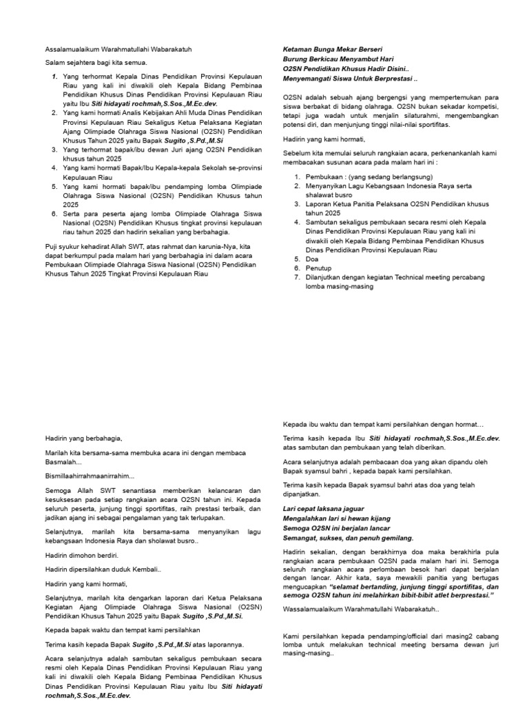 Pembukaan O2SN Pendidikan Khusus 2025 | PDF