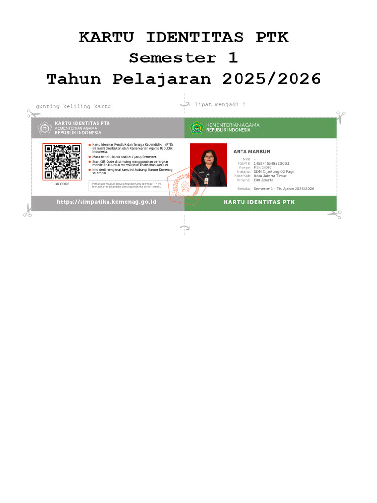 Kartu Identitas PTK | PDF
