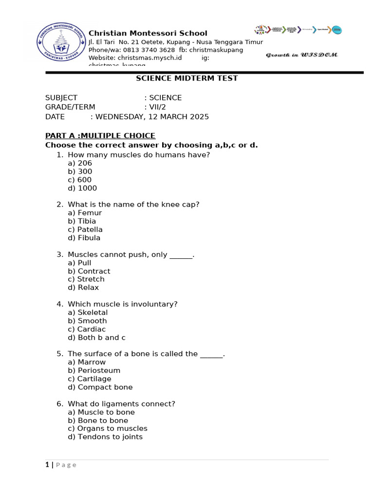 Grade 7 Science Midterm Exam Guide | PDF | Nervous System | Central ...
