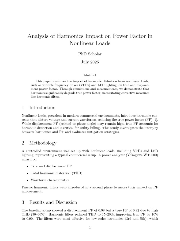 Harmonics and Power Factor in Nonlinear Loads | PDF | Distortion ...