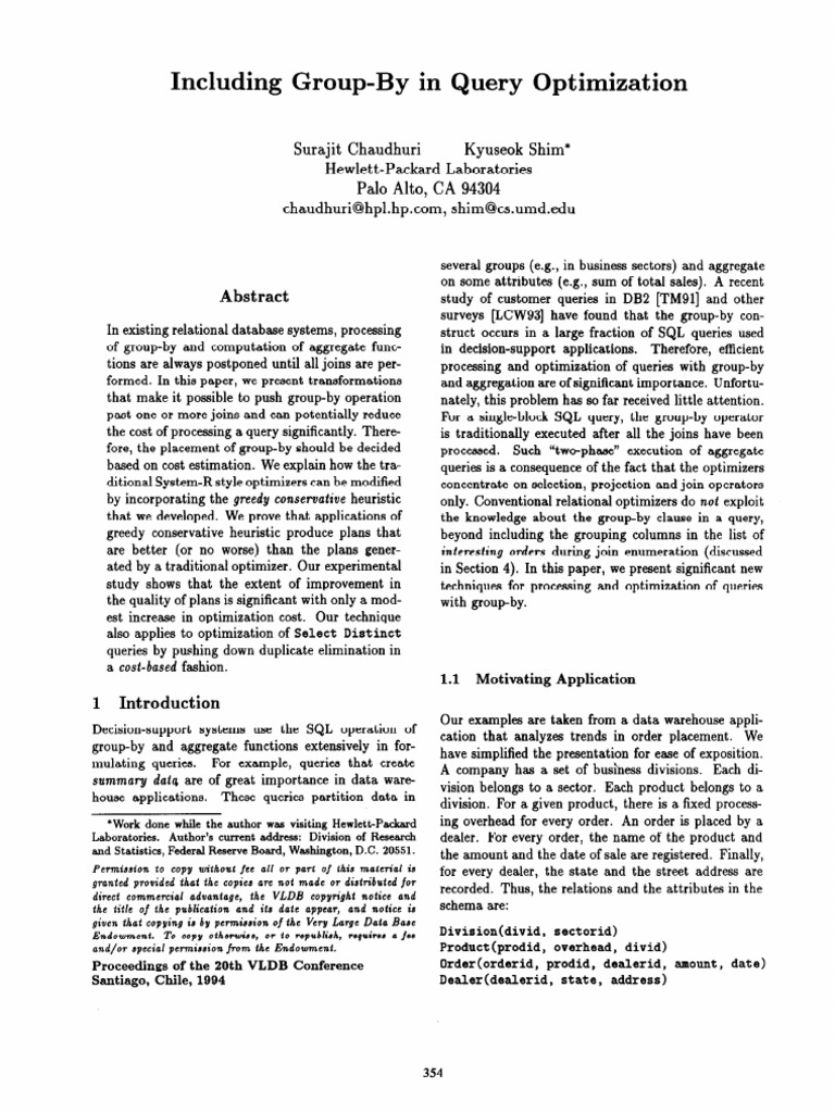 Optimizing Group-By in SQL Queries | PDF | Data Management | Databases