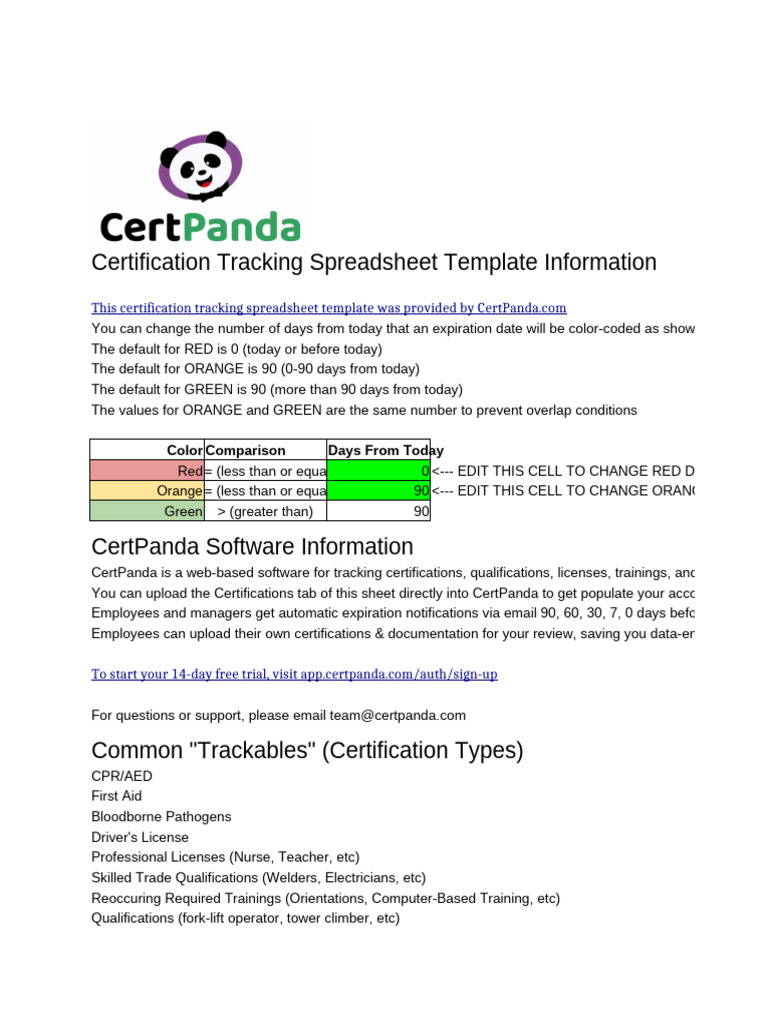 Certification Tracking Spreadsheet Guide | PDF | Spreadsheet