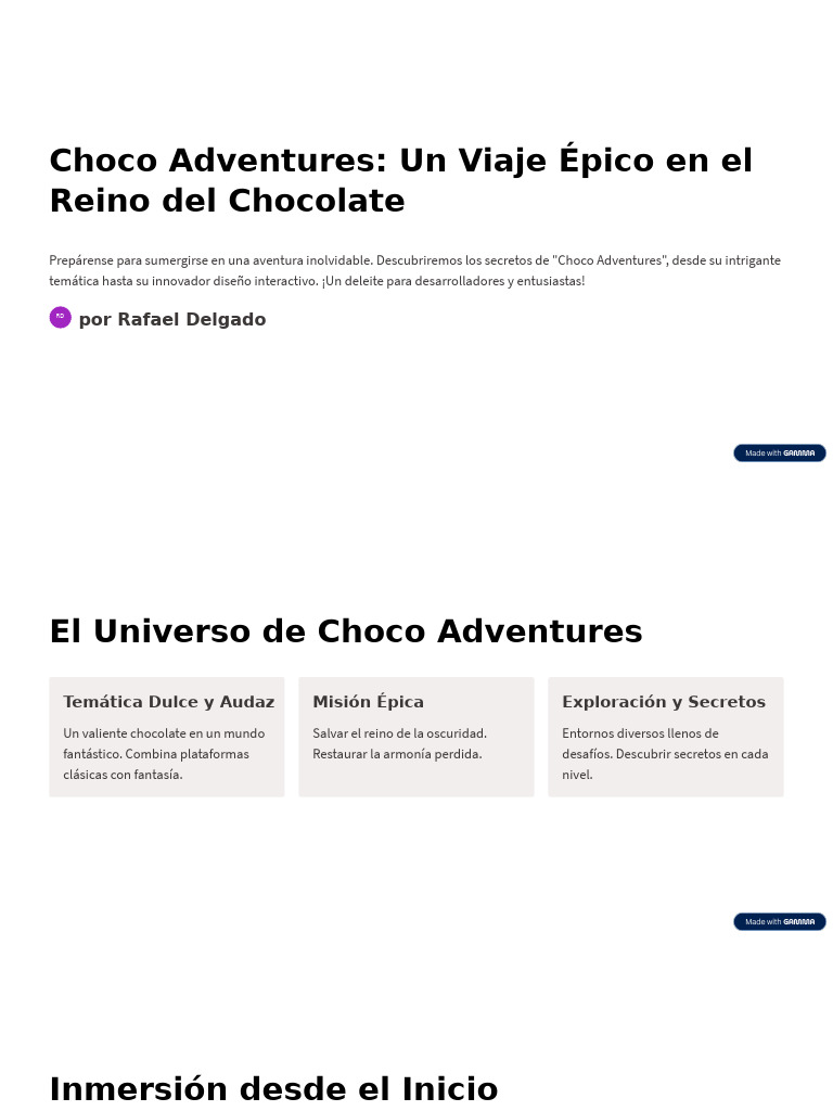 Choco Adventures Un Viaje Epico en El Reino Del Chocolate | PDF