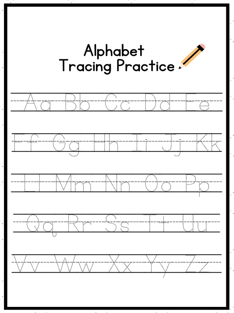 Black & White Alphabet Tracing Worksheet-1 | PDF