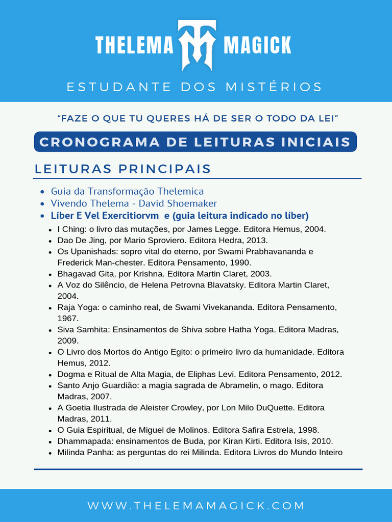 Leituras Iniciais sobre Thelema e Magia | PDF | Thelema | Espiritualidade