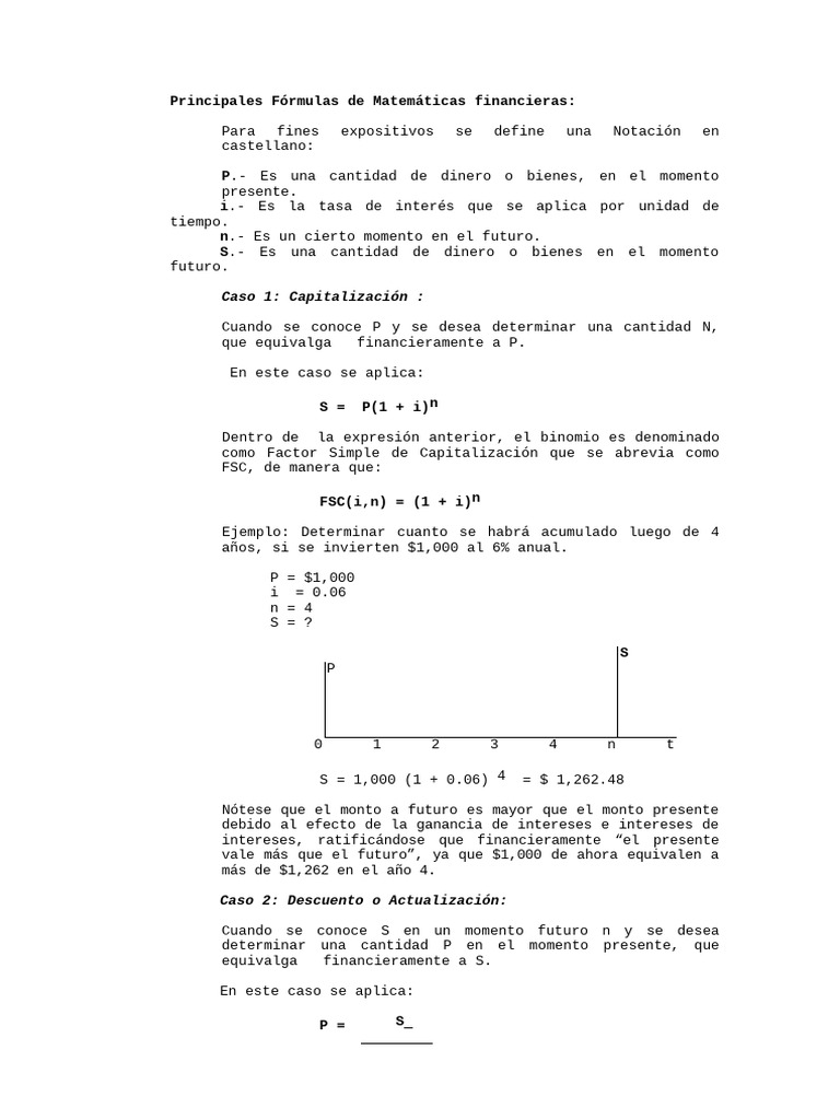 Fórmulas Clave de Matemáticas Financieras | PDF | Interés | Finanzas ...