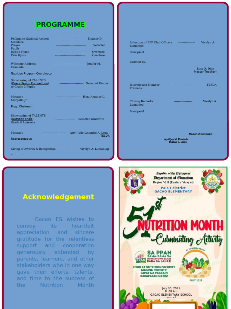 Nutrition Month Culmination Program | PDF