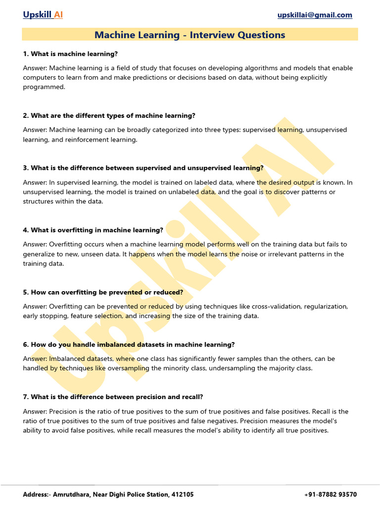 Machine Learning Interview Questions Guide | PDF | Cluster Analysis ...