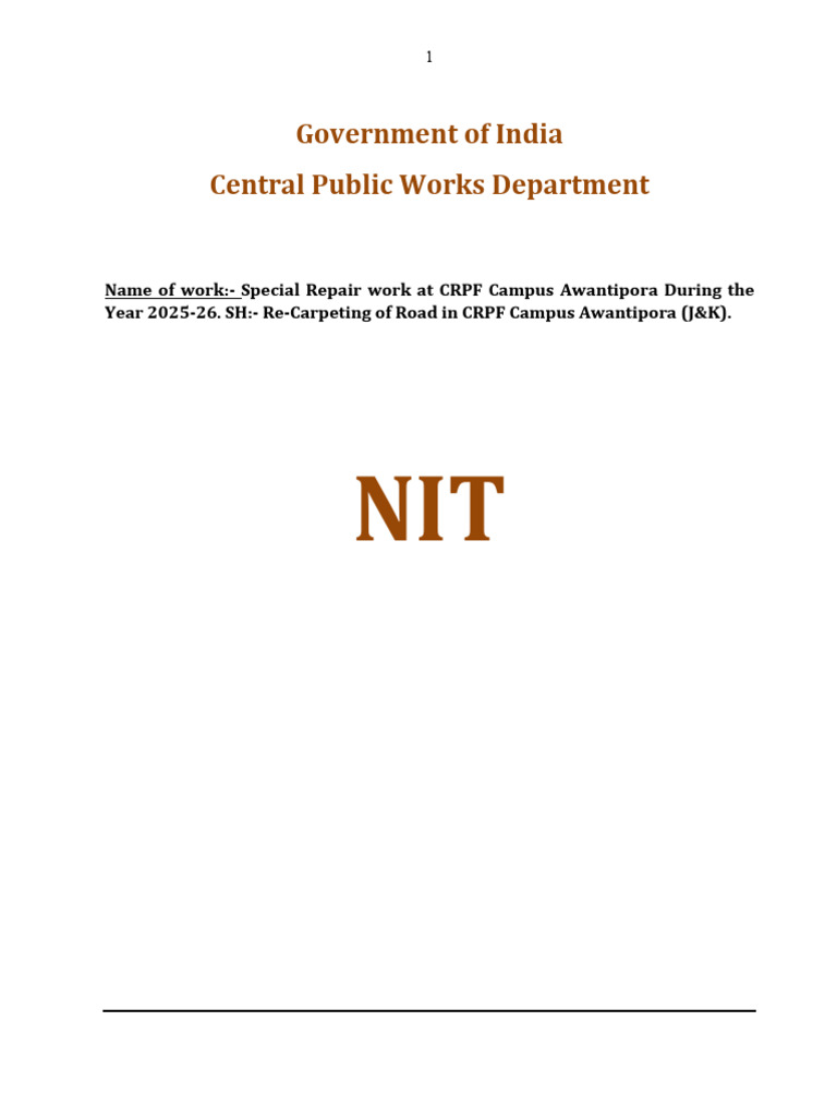 CRPF Campus Road Repair NIT 2025-26 | PDF | Cheque | Payments