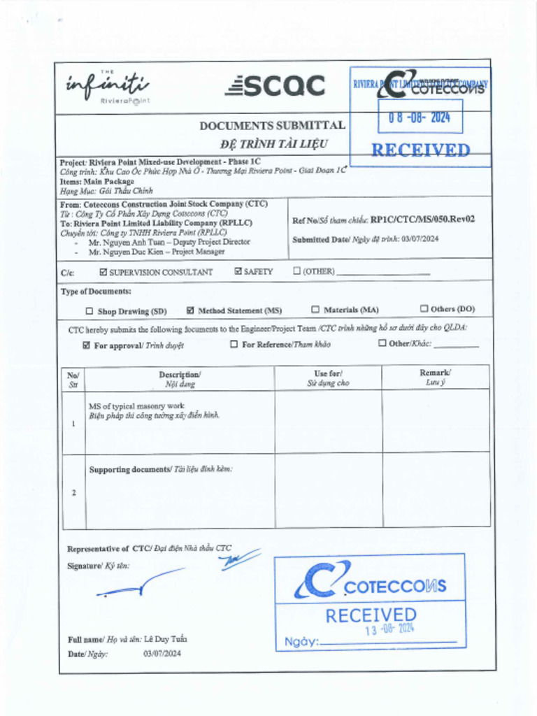 RP1C-CTC-MS-050-Rev02-BPTC Tuong Dien Hinh (Scan Approved) | PDF