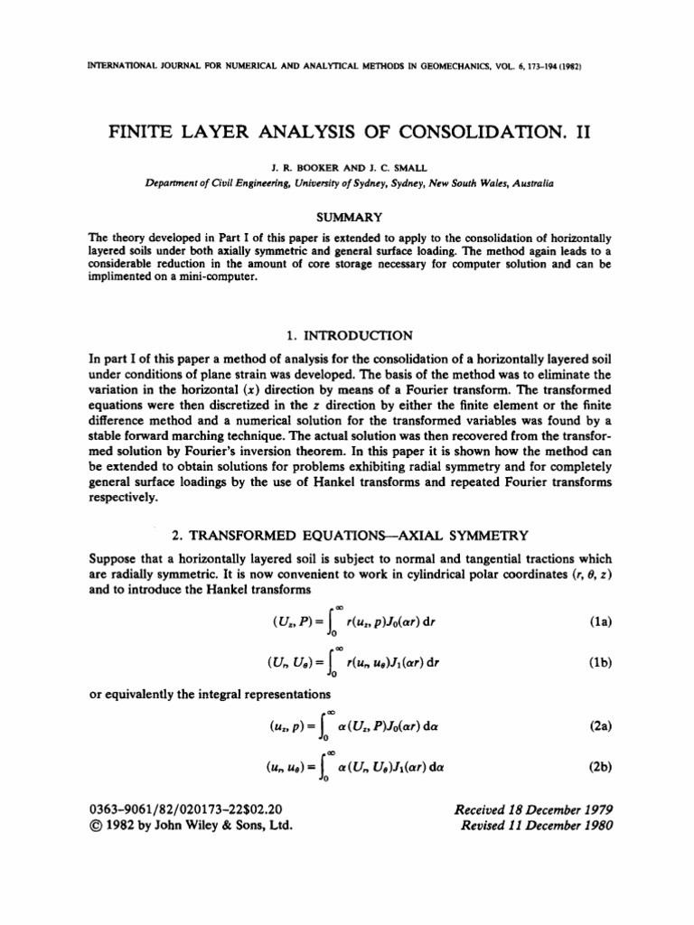 Finite Layer Analysis of Consolidation. I1: Is in | PDF | Finite ...