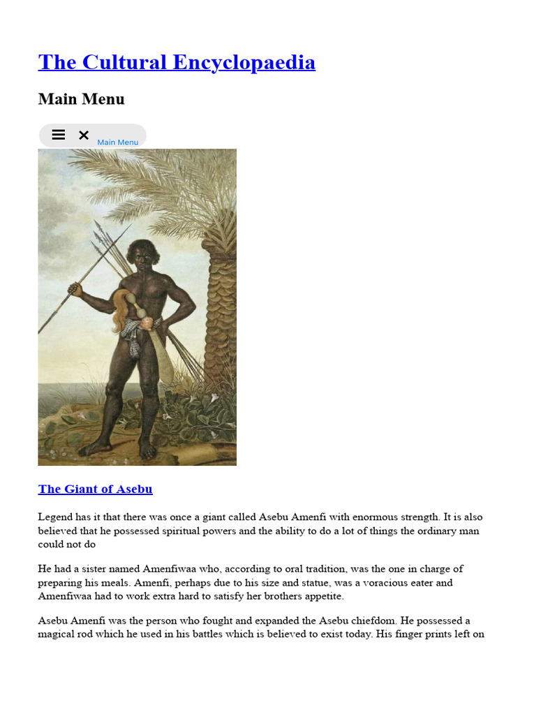 The Legend of Asebu Amenfi, the Giant | PDF