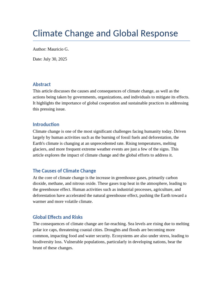 Global Strategies Against Climate Change | PDF