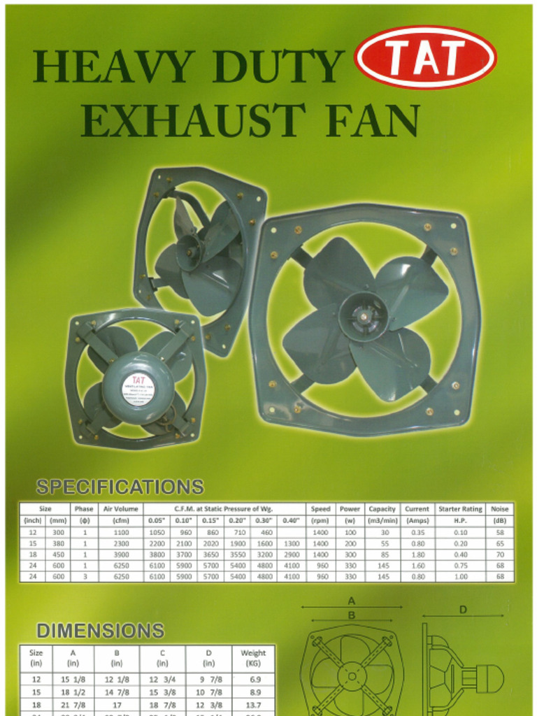Heavy Duty Exhaust Fan Catalog | PDF