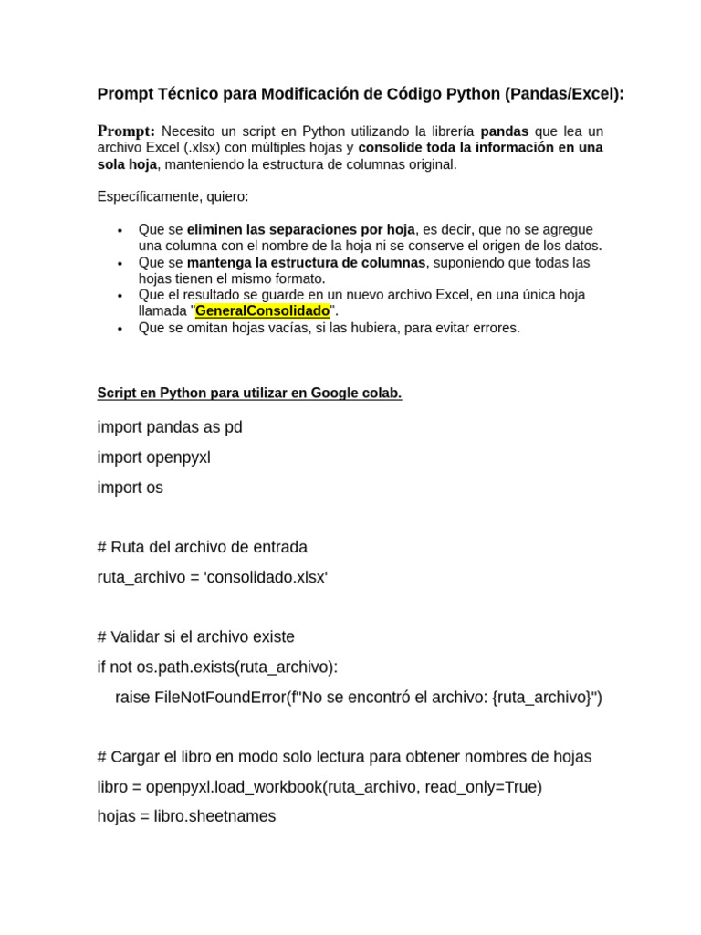Consolidación de Hojas Excel con Python | PDF | Python (lenguaje de ...