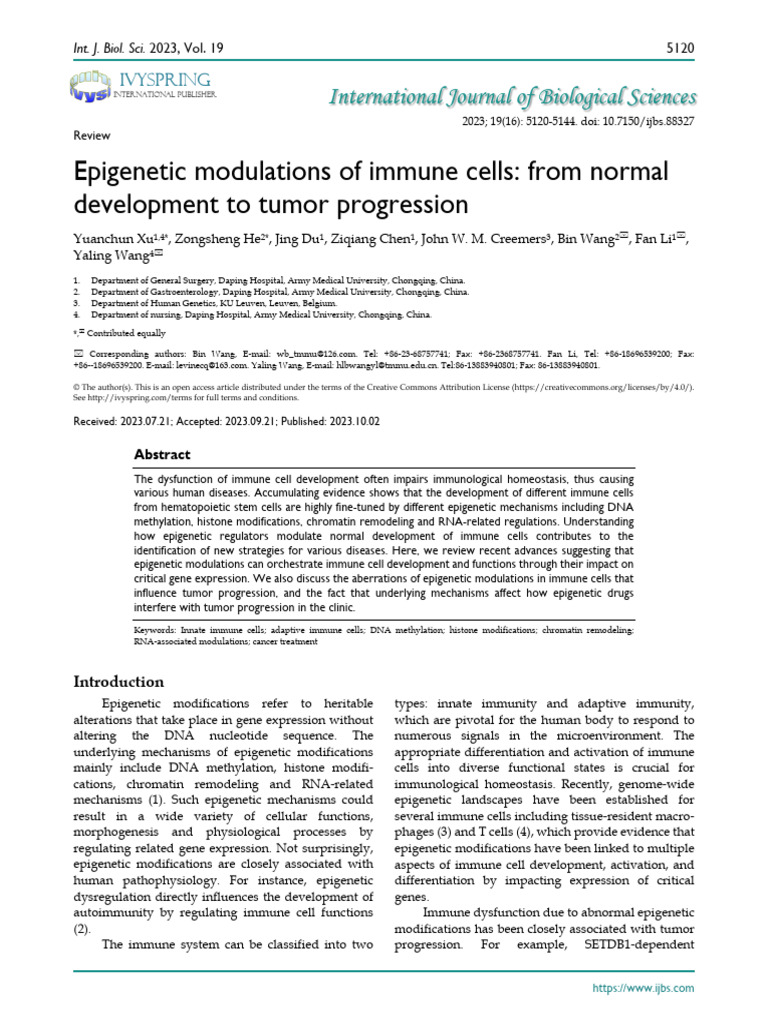 Ijbsv 19 P 5120 | PDF | Histone | Epigenetics