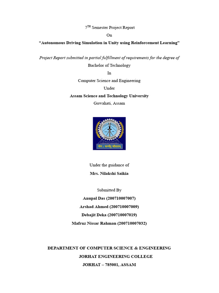 Unity Autonomous Driving Simulation Report | PDF | Applied Mathematics ...