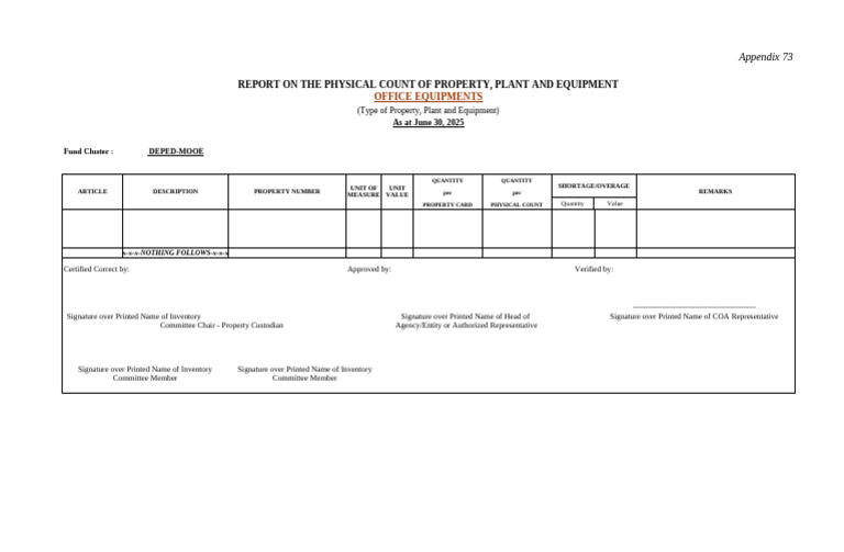 Physical Count Report for DEPED Equipment | PDF
