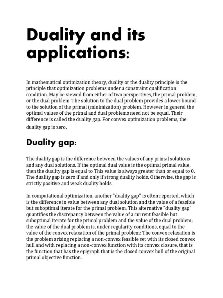Understanding Duality in Optimization | PDF | Mathematics Of Computing ...