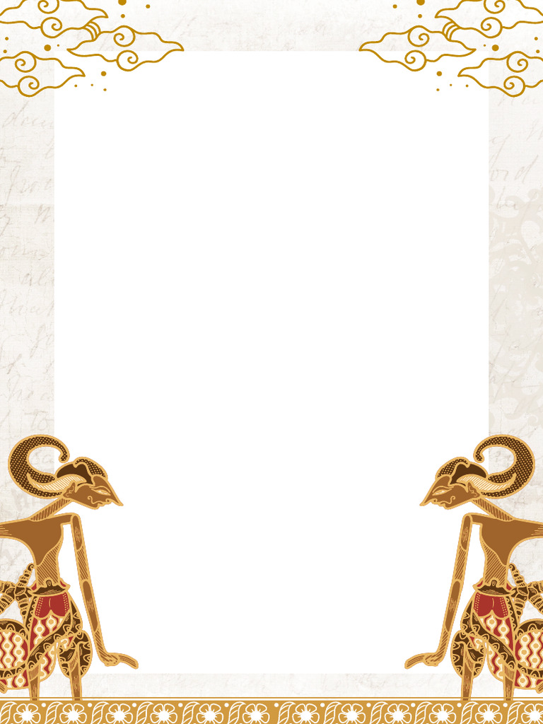 Gold and Brown Traditional Wayang Blank Page Border A4 Document | PDF