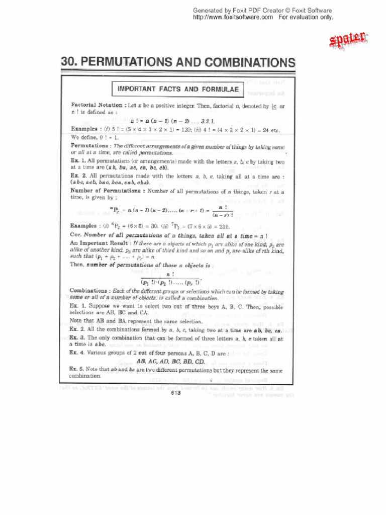 30permutations and Combinations | PDF