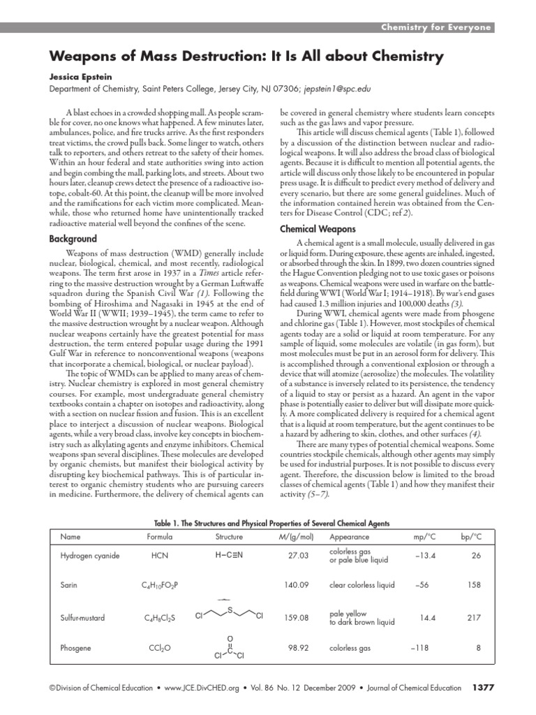 Chemical Weapons | PDF | Chemical Warfare | Smallpox