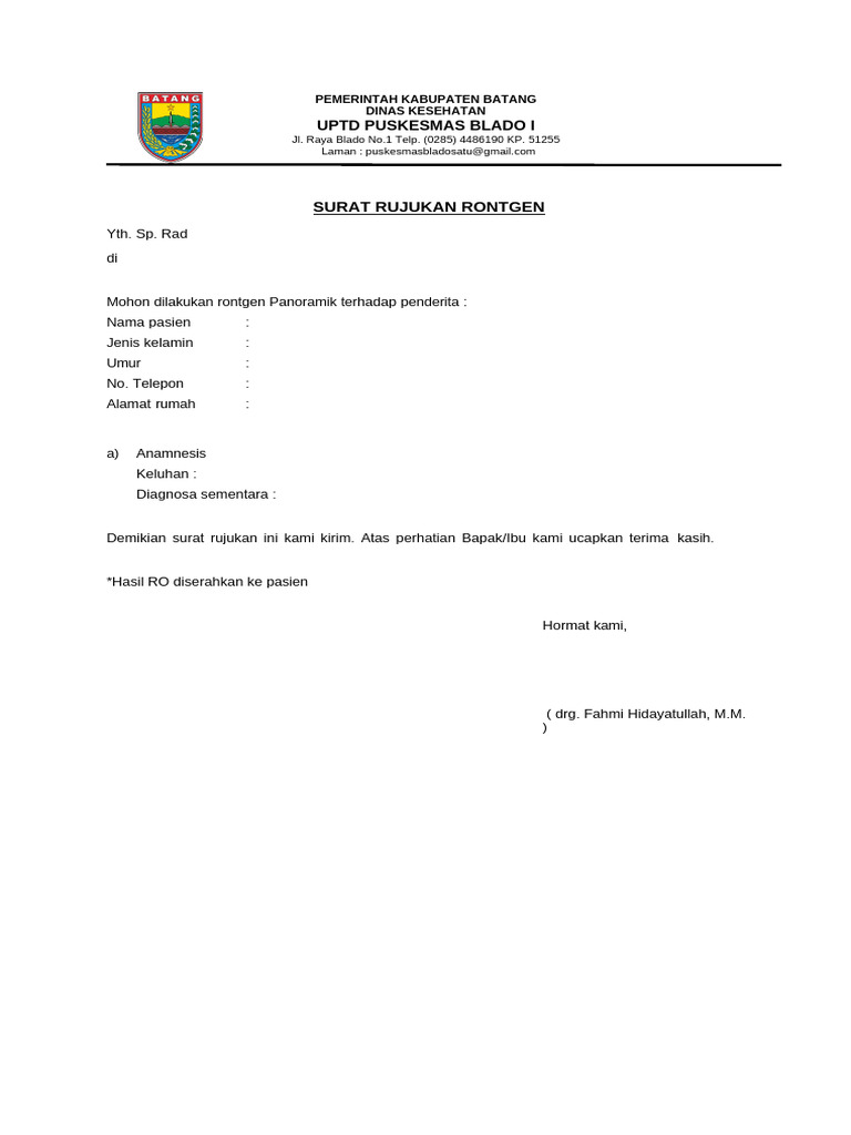 Surat Rujukan Rontgen | PDF