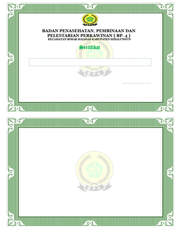 Sertifikat Kursus Calon Pengantin BP4 | PDF