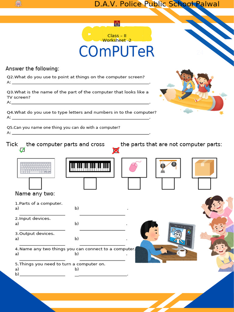 Computer Basics Worksheet for Grade 2 | PDF
