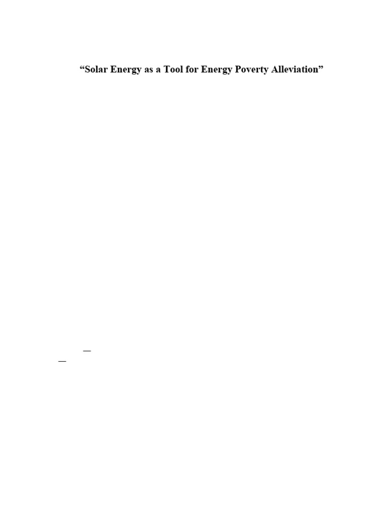 Solar Energy Research Paper Pdf Poverty Poverty Homelessness