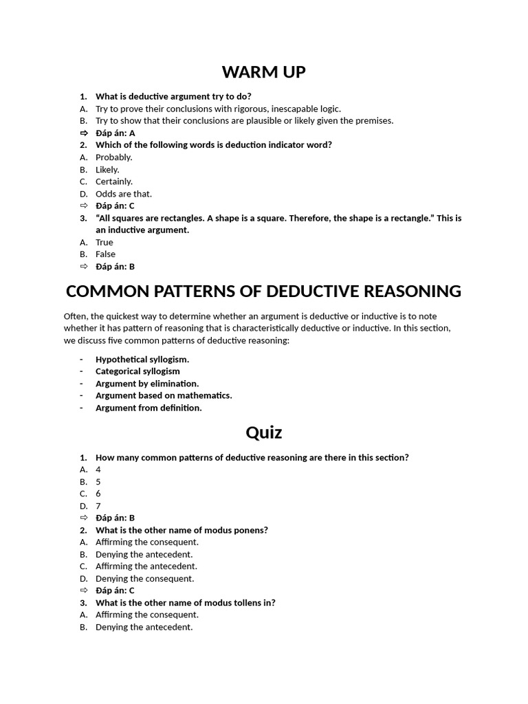 Understanding Deductive Reasoning Patterns | PDF | Deductive Reasoning ...