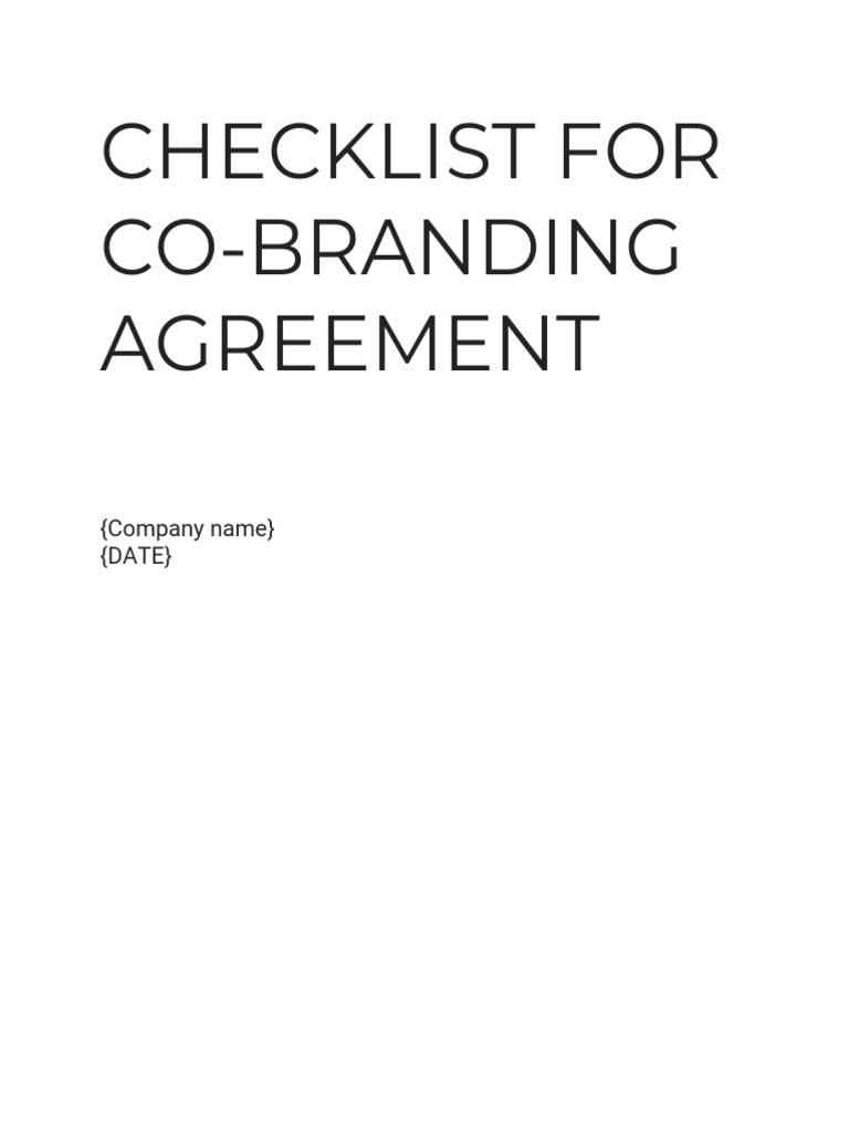 Co-Branding Agreement Checklist | PDF | Arbitration | License