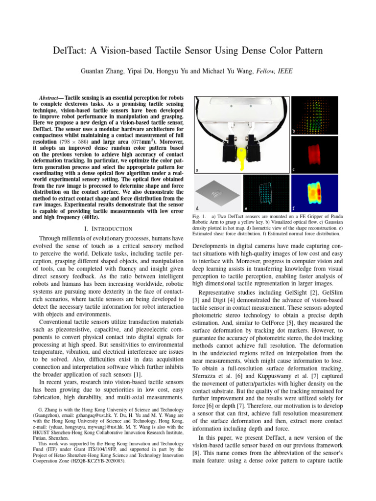 DelTact: Vision-based Tactile Sensor | PDF | Sensor