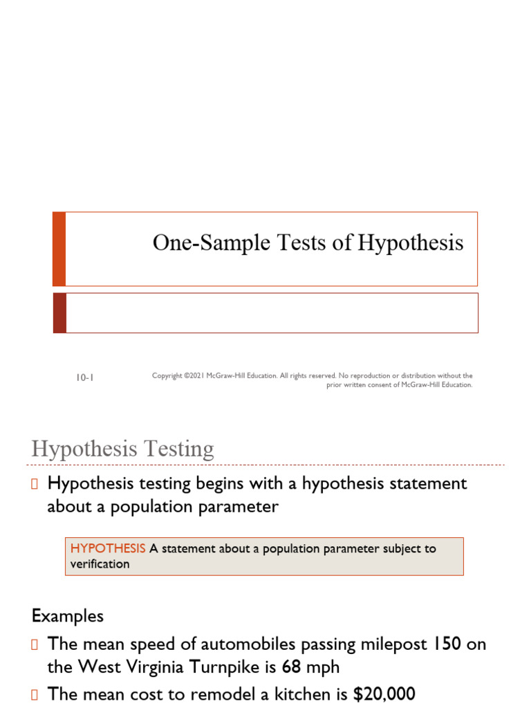 One-Sample Hypothesis Testing Guide | PDF | P Value | Statistical ...