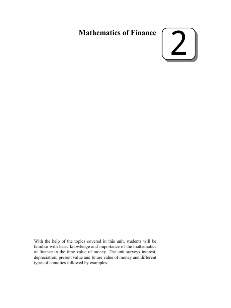 Mathematics of Finance Basics | PDF | Interest | Compound Interest