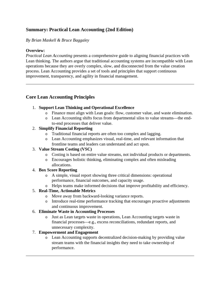 Lean Accounting for Operational Excellence | PDF | Lean Manufacturing ...